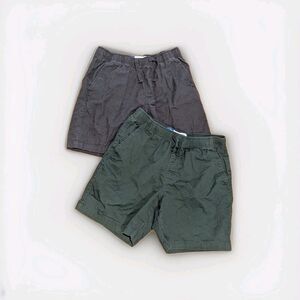 Bundle of 2 - Black Linen Blend & Green Cotton Blend Pull On Jogger Shorts